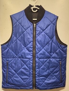 Banana Republic Quilted Mountain Blue & Black Reversible Zip-up Vest (Large)